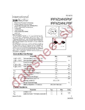 IRF9Z24NSPBF datasheet  